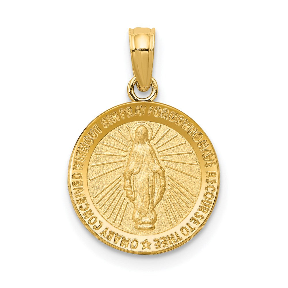Solid;Polished;Satin;Die struck;14k Yellow gold;Not engraveable