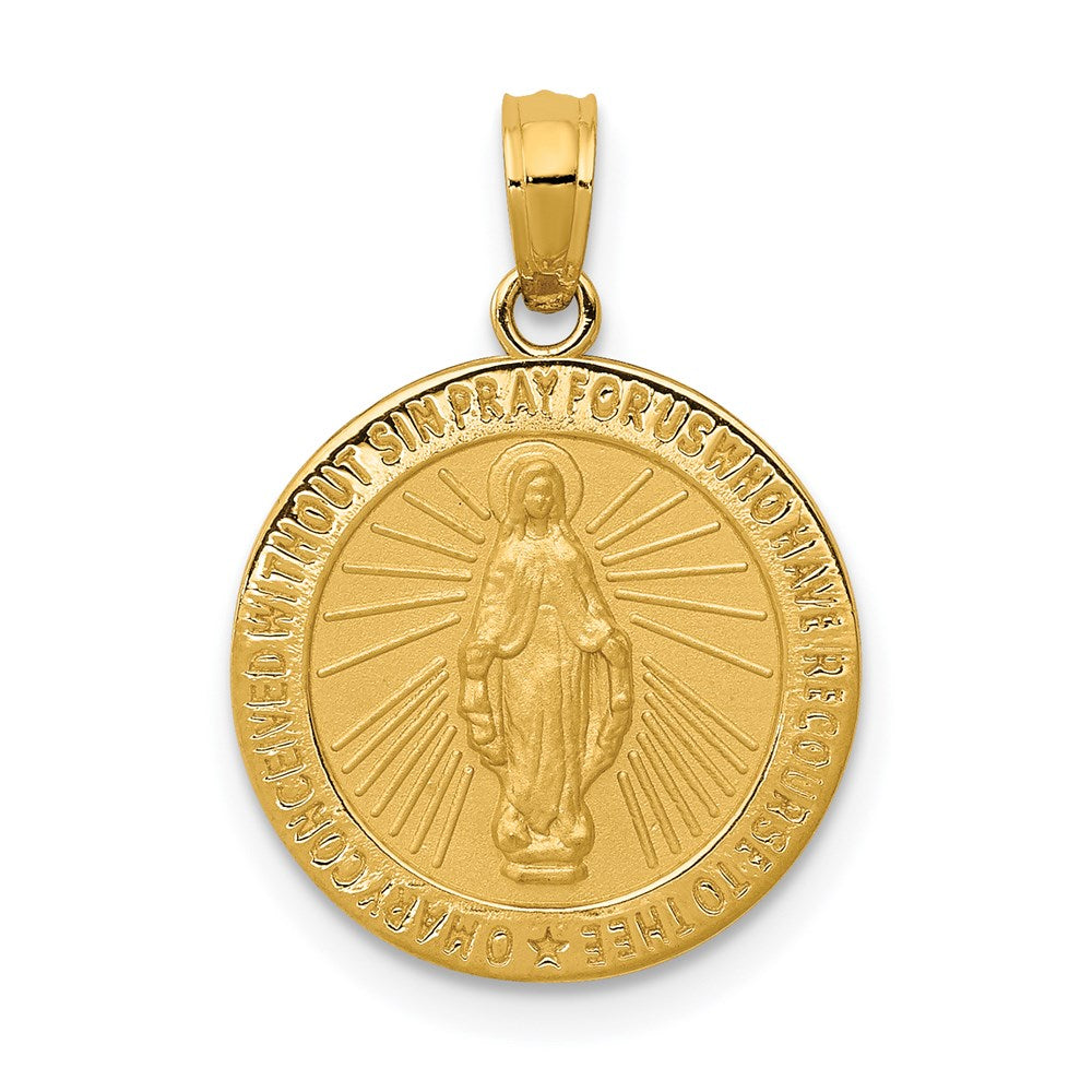 Solid;Polished;Satin;Die struck;14k Yellow gold;Not engraveable