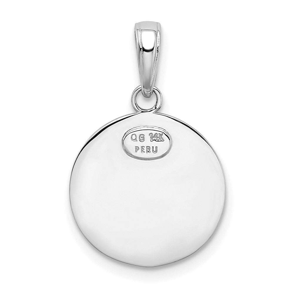 14k White Gold Polished Solid Saint Christopher Medal Charm