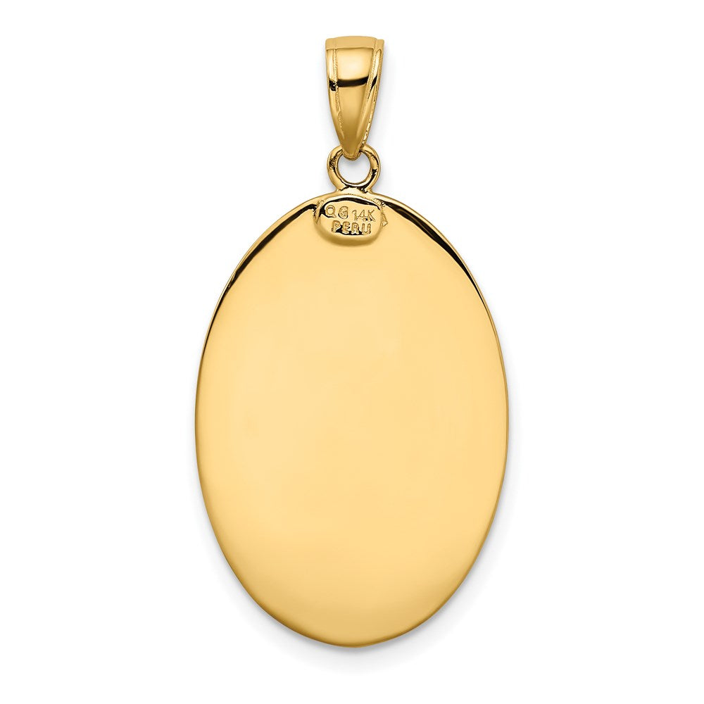 14k Polished Solid Saint Christopher Medal Oval Pendant