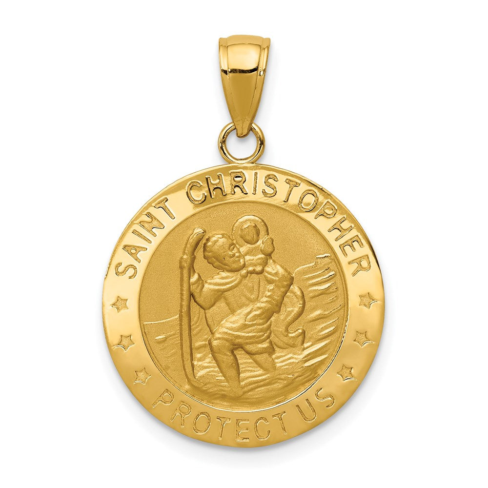 Solid;Polished;Satin;Die struck;14k Yellow gold;Engravable;Polished back