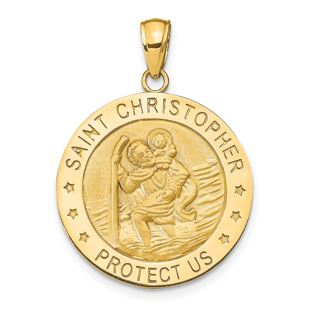 Solid;Polished;Satin;Die struck;14k Yellow gold;Engravable;Polished back