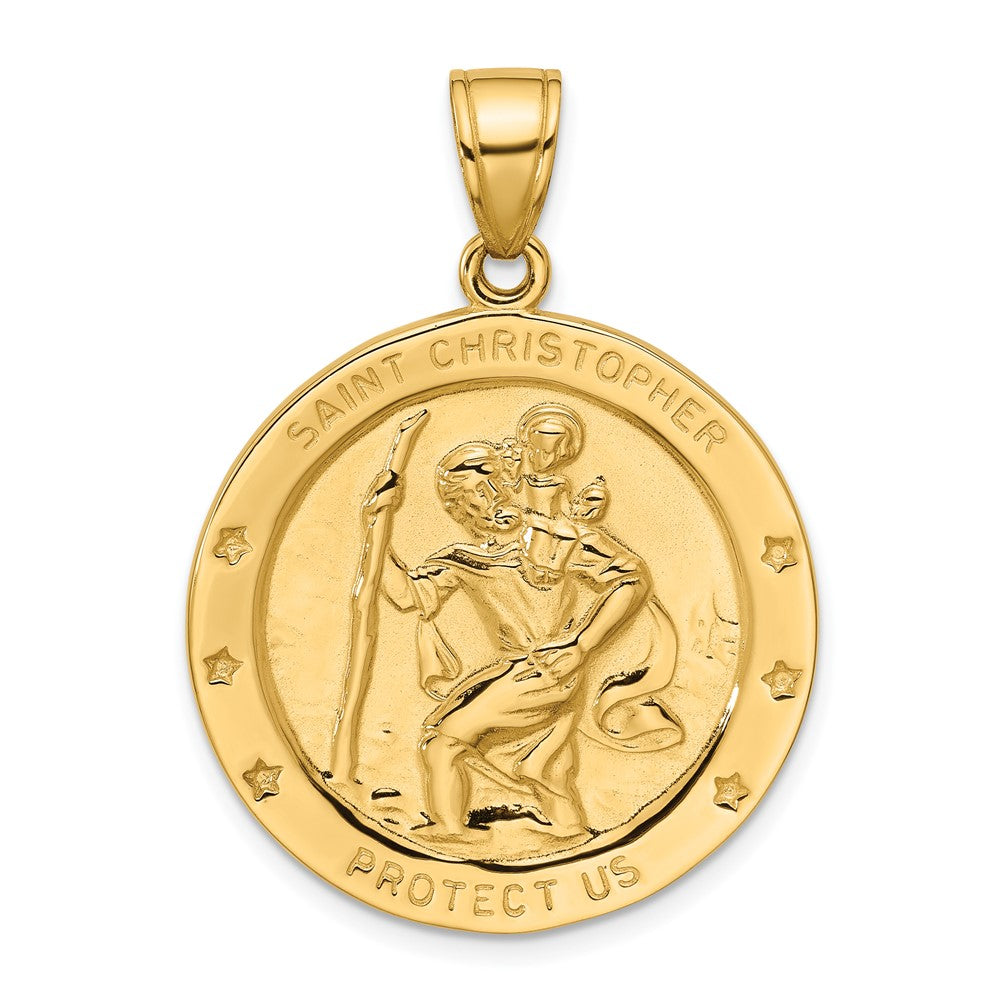 Solid;Polished;Die struck;14k Yellow gold;Engravable;Polished back