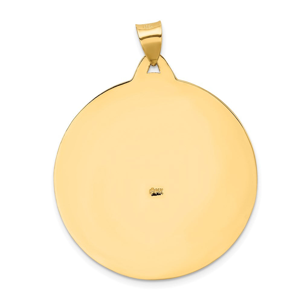 14k Polished and Satin Solid Large Saint Christopher Medal Round Pendant
