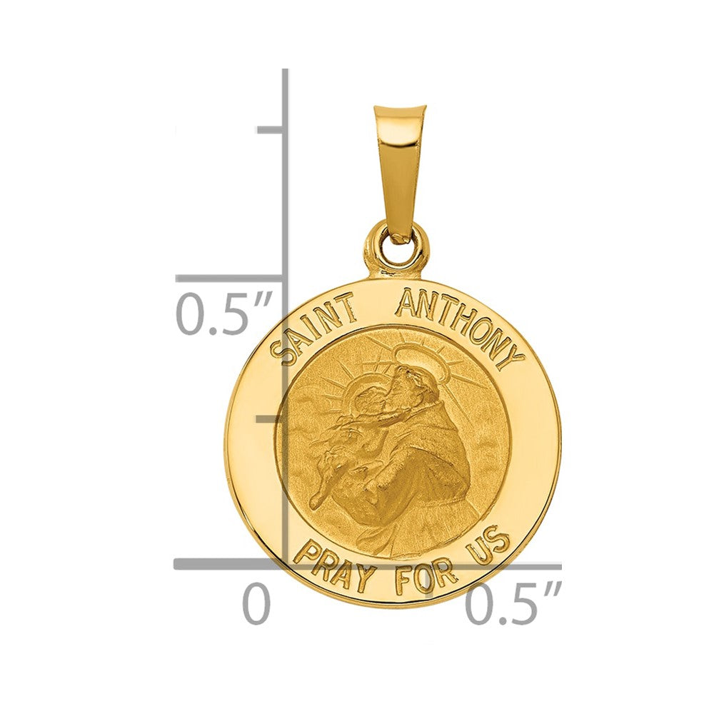 14k Polished and Satin Solid Saint Anthony Medal Charm