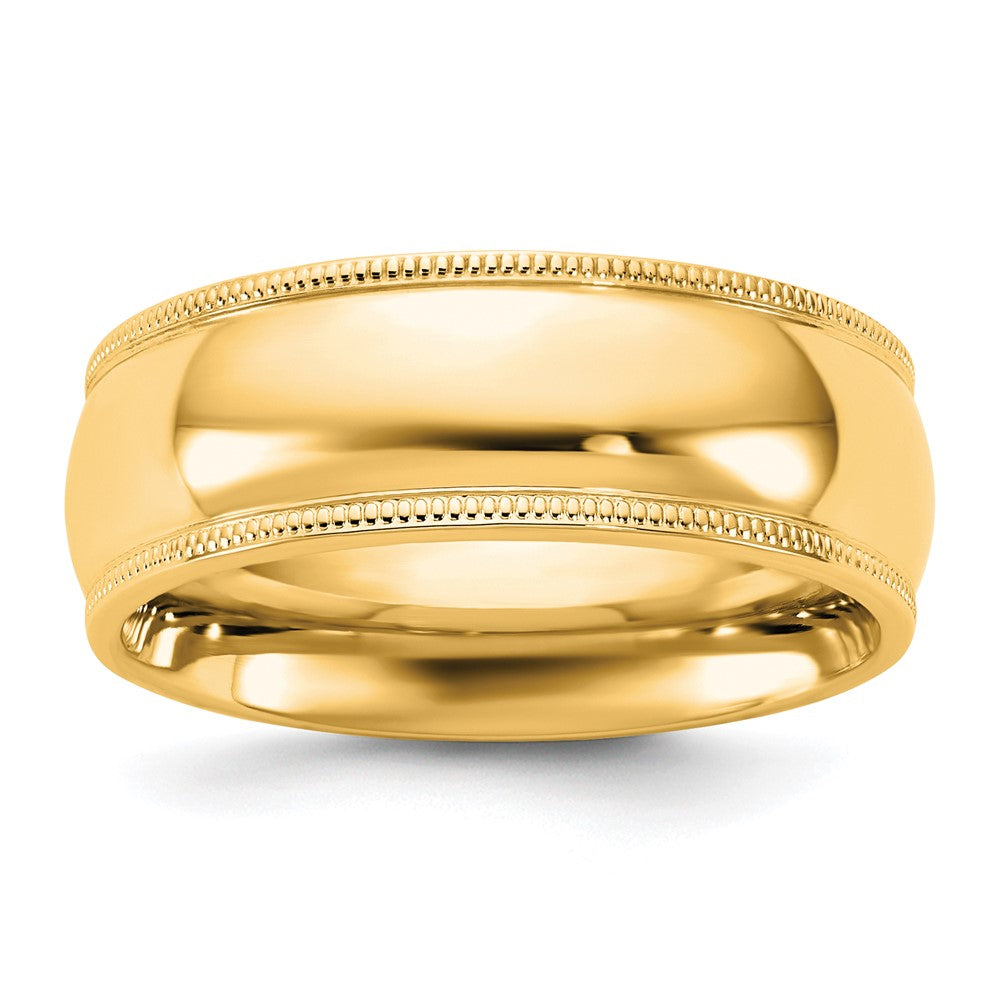 14KY 7mm Milgrain Comfort Fit Band Size 12