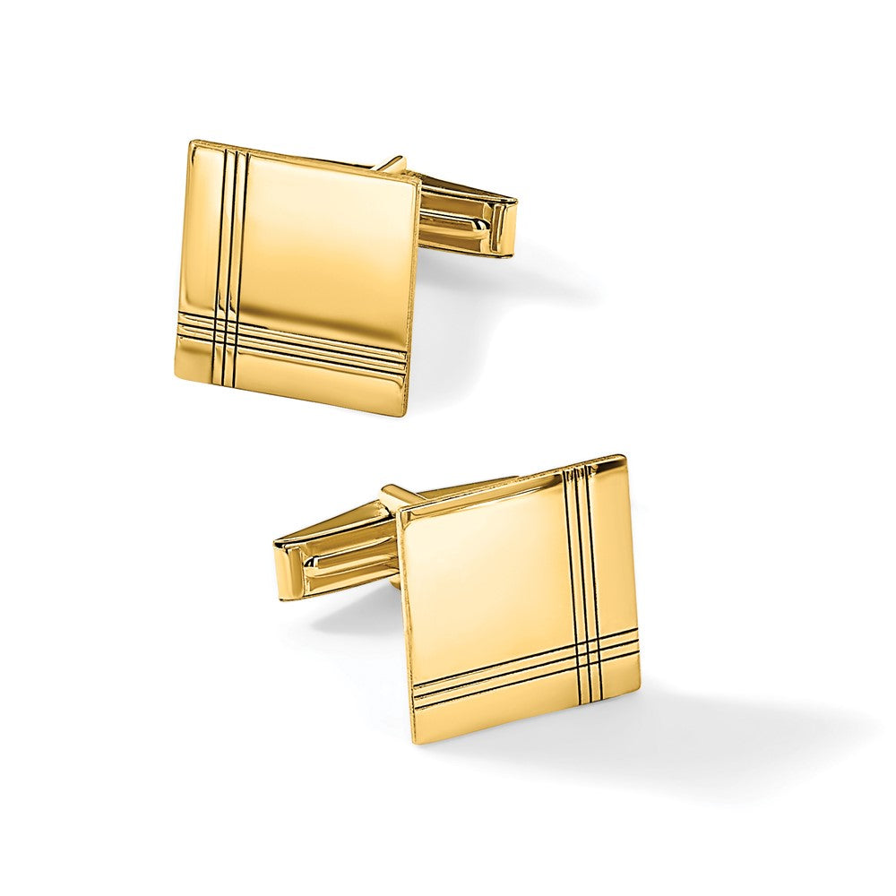 14k Men's Square w/Line Design Cuff Links