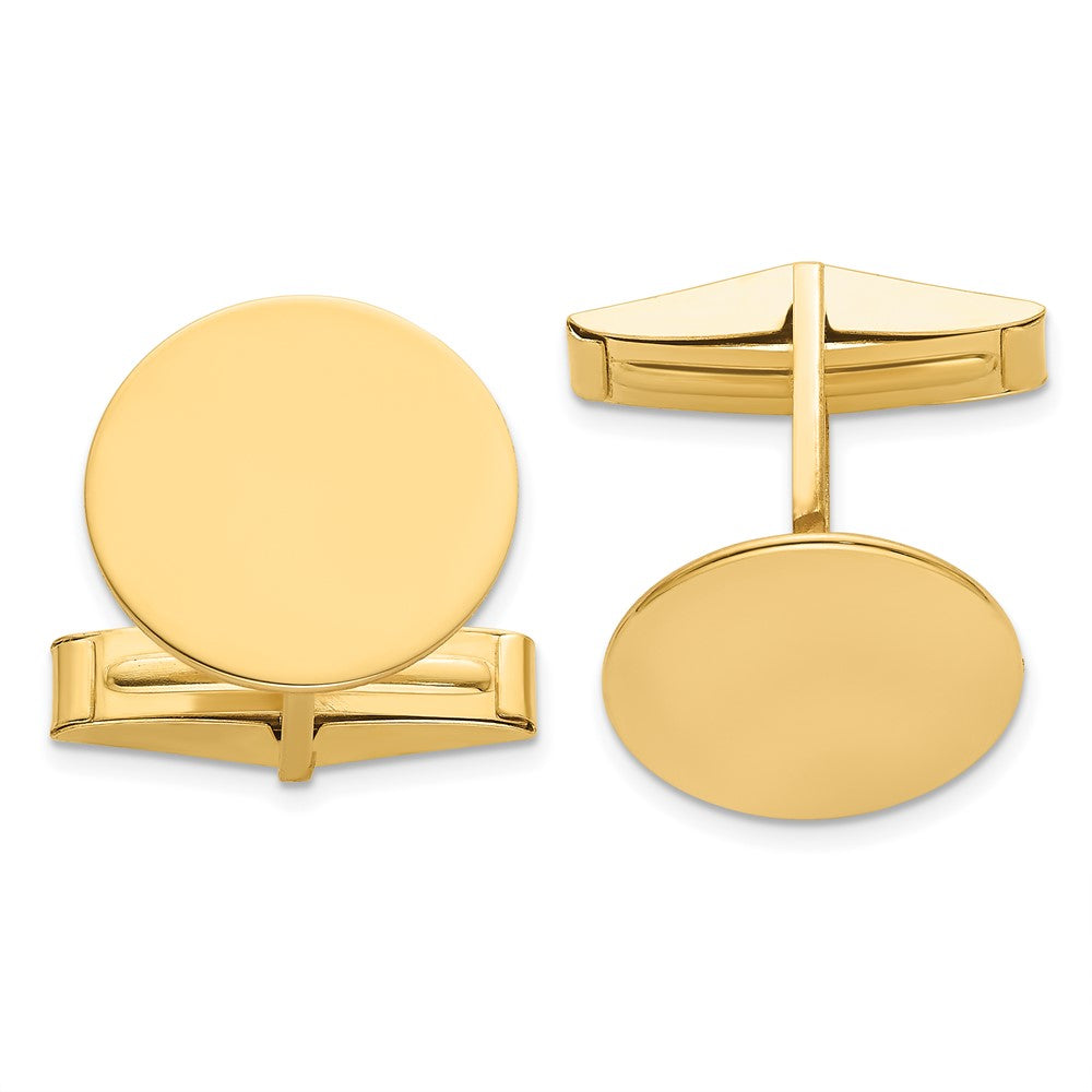 14K Men's Circular Polished Cuff Links