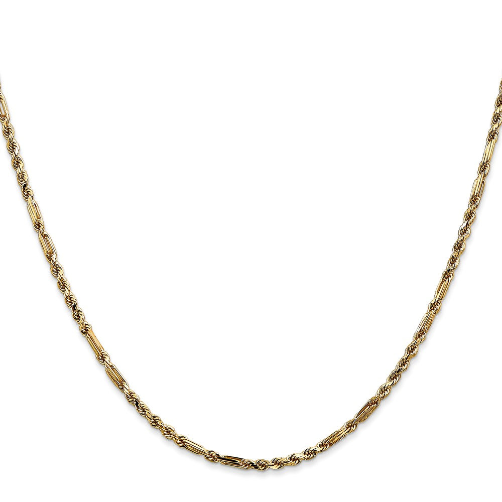 14K 16 inch  2.25mm Diamond-cut Milano Rope with Lobster Clasp Chain