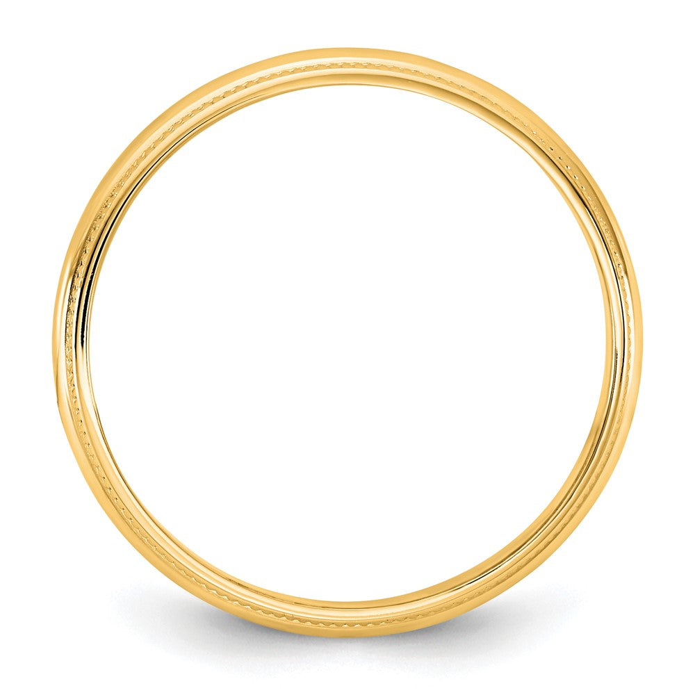 14KY 3.5mm LTW Milgrain Half Round Band Size 9