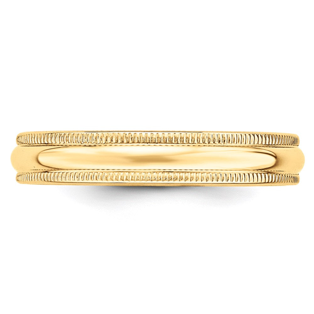 14k Yellow Gold 4mm Lightweight Milgrain Half Round Wedding Band Size 5.5