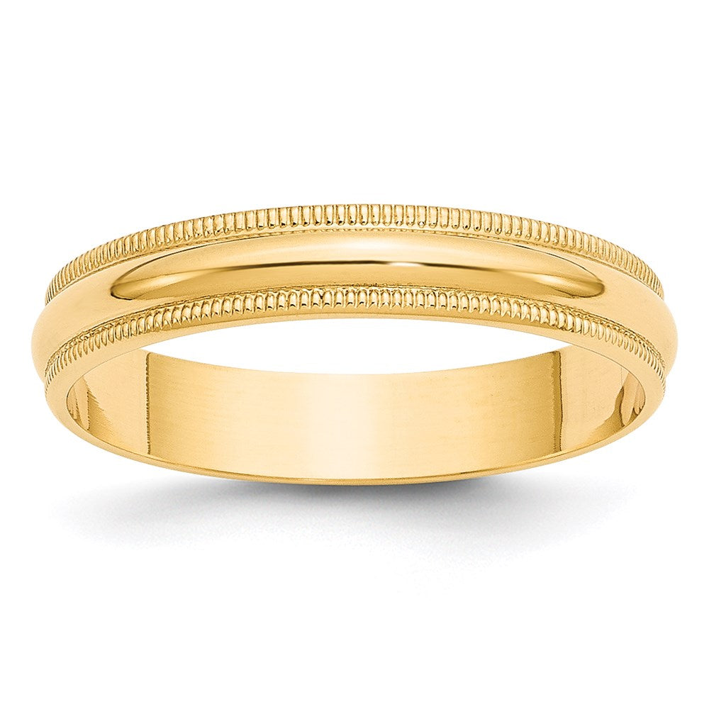 Solid;Polished;14k Yellow gold;Engravable;Milgrain;Lightweight;Half Round;Machined