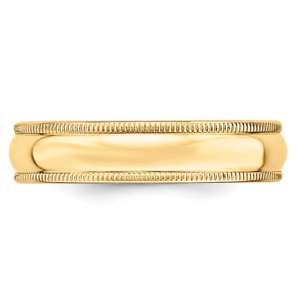 14k Yellow Gold 5mm Lightweight Milgrain Half Round Wedding Band Size 10