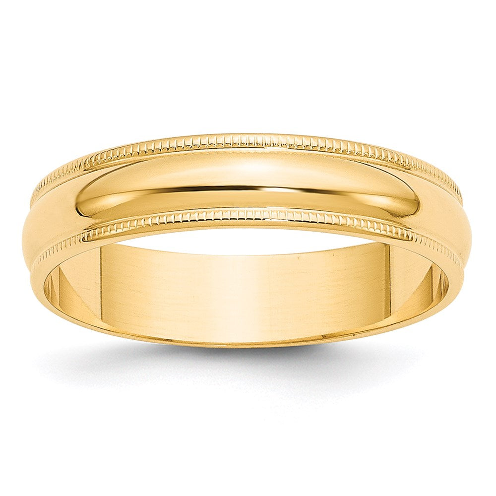 Solid;Polished;14k Yellow gold;Engravable;Milgrain;Lightweight;Half Round;Machined