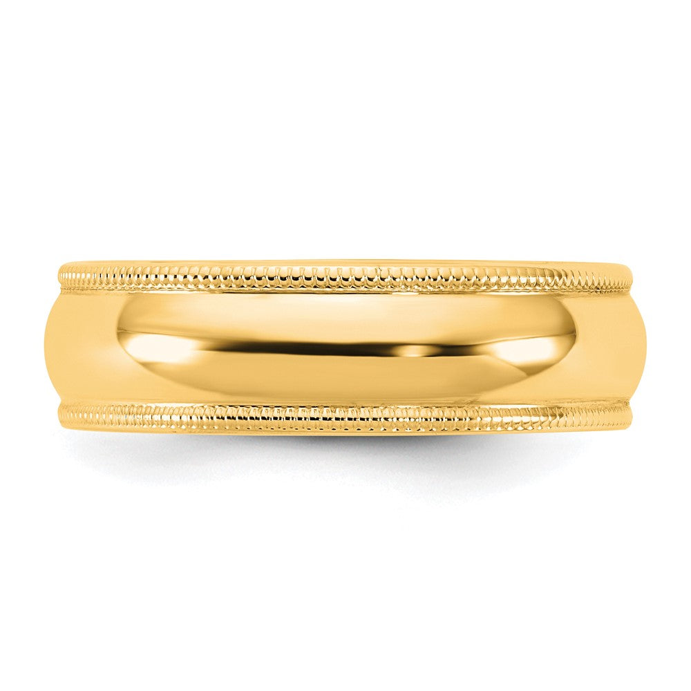 14KY 5.5mm LTW Milgrain Half Round Band Size 8