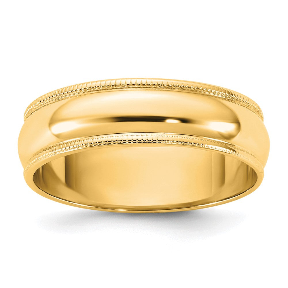 14KY 5.5mm LTW Milgrain Half Round Band Size 9