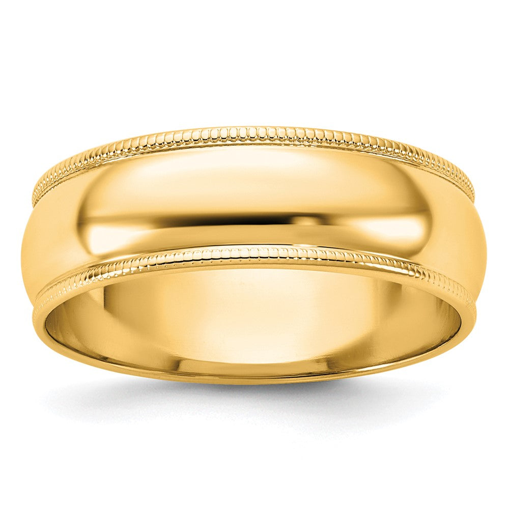 Solid;Polished;14k Yellow gold;Engravable;Milgrain;Lightweight;Half Round;Machined