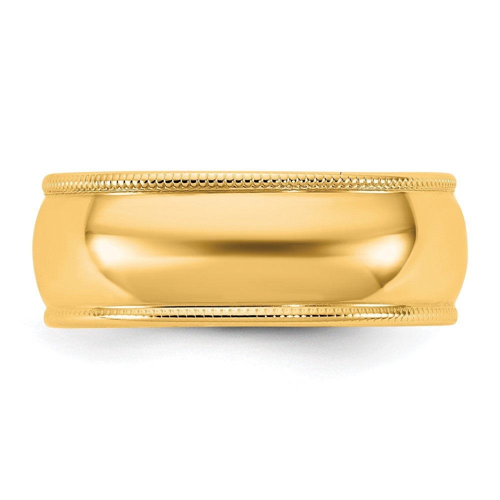14KY 7mm LTW Milgrain Half Round Band Size 12