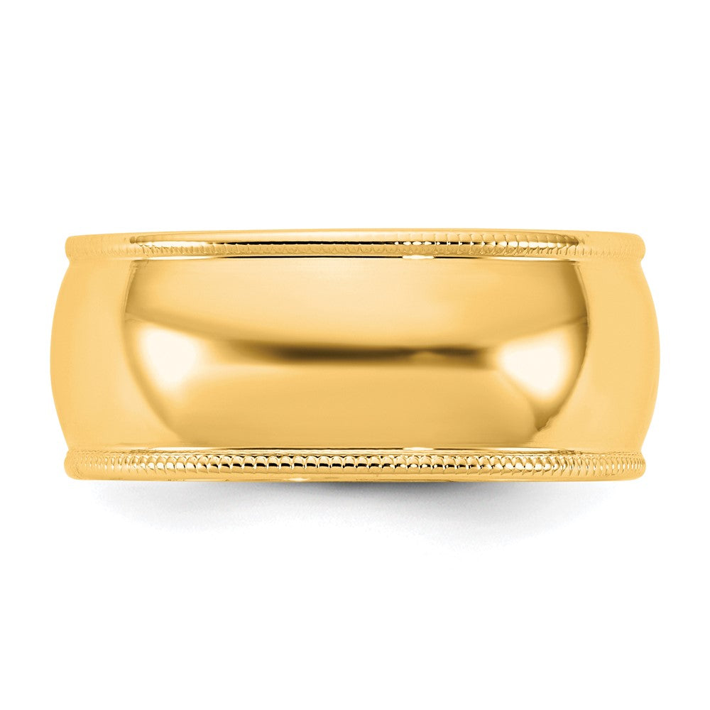 14KY 8mm LTW Milgrain Half Round Band Size 5
