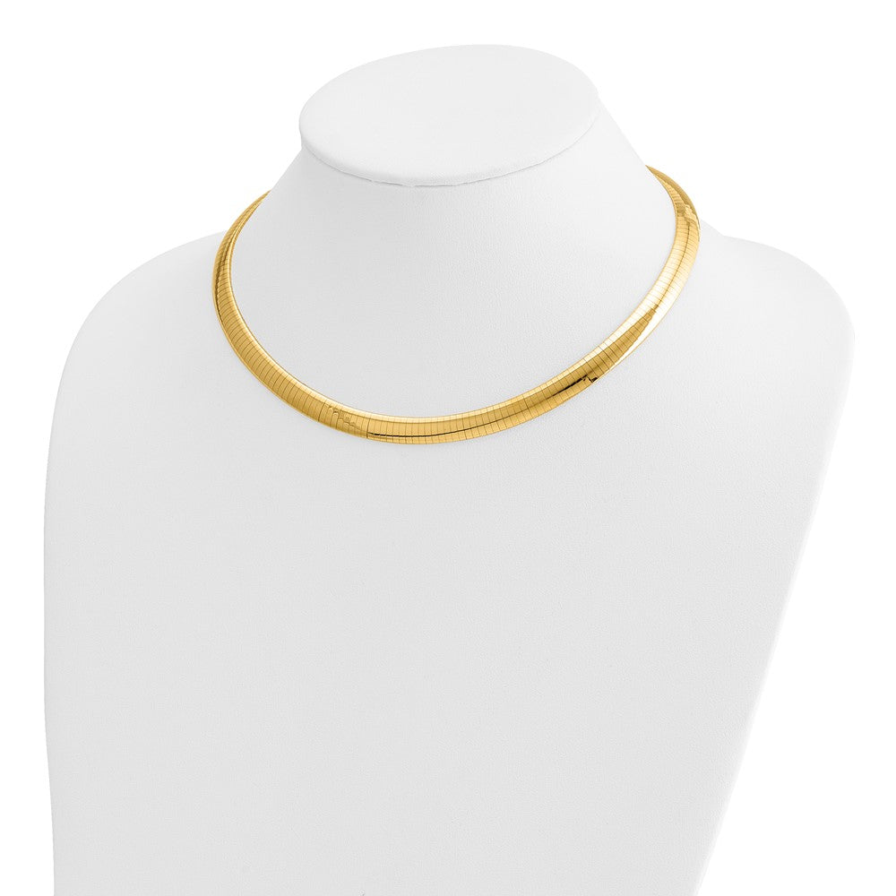 14k Polished 8mm Standard Weight 16 inch Domed Omega Necklace
