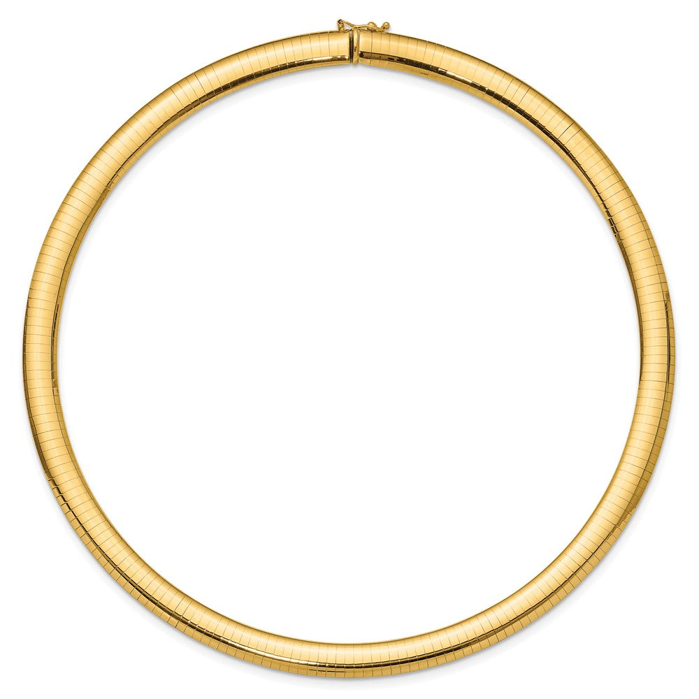 14k Polished 8mm Standard Weight 16 inch Domed Omega Necklace