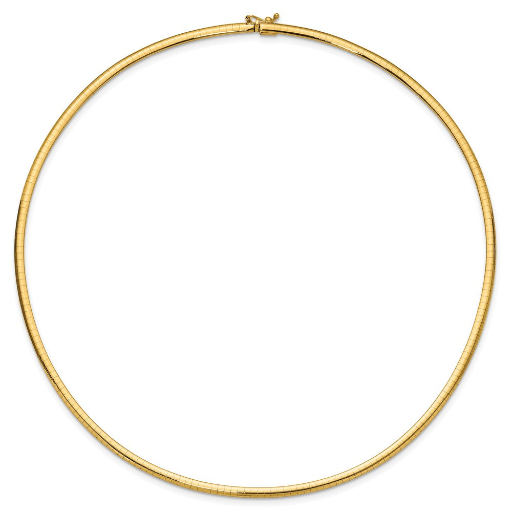 14k Polished 3mm Lightweight 18 inch Domed Omega Necklace