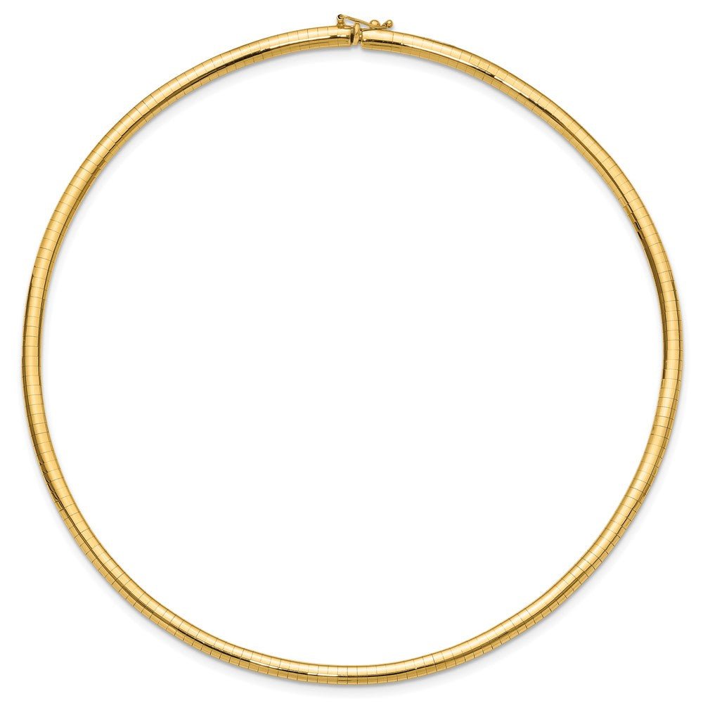 14k Polished 4mm Lightweight 16 inch Domed Omega Necklace