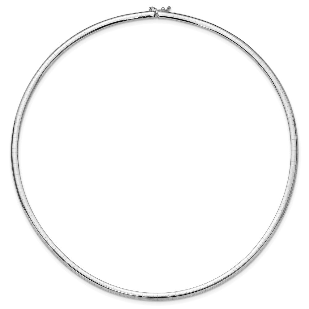 14k White Gold Polished 4mm Standard Weight 18 inch Domed Omega Necklace