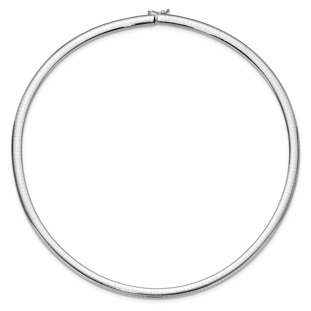 14k White Gold Polished 6mm Standard Weight 18 inch Domed Omega Necklace