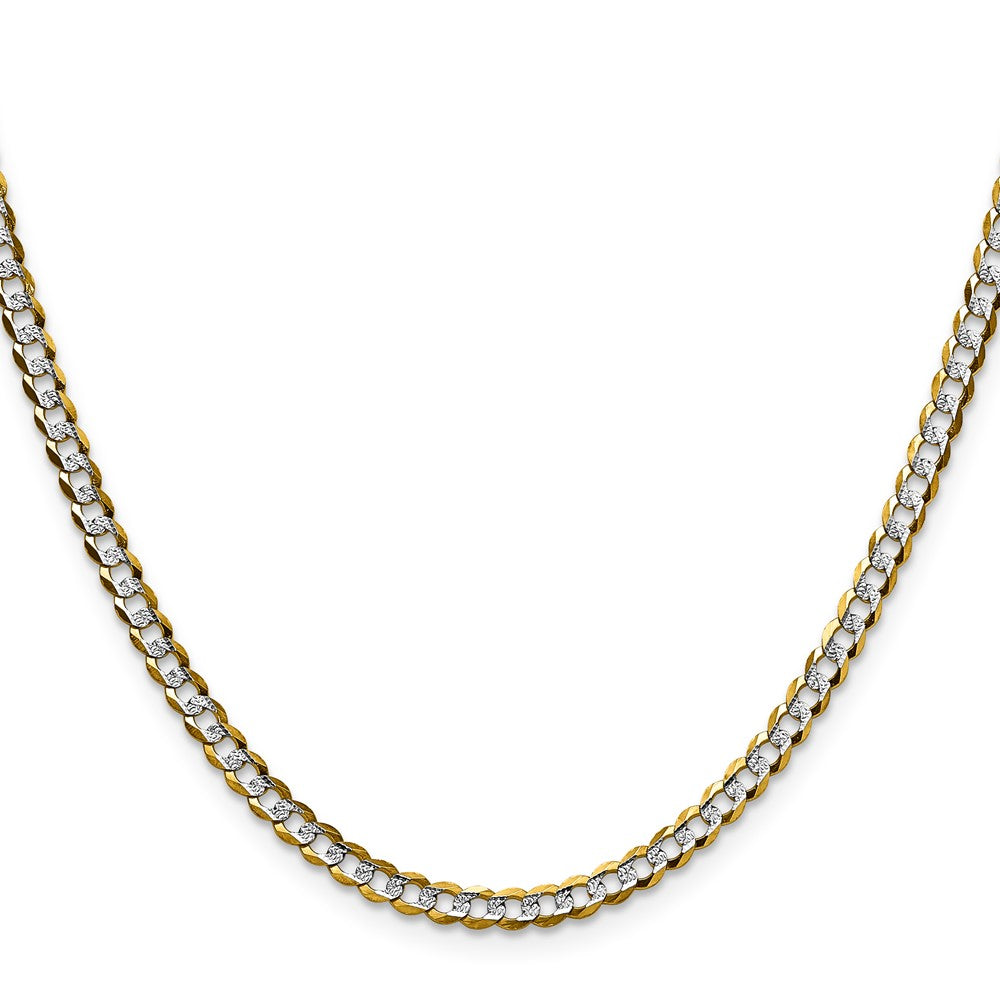 14k 3.7mm Lightweight Pav Flat Cuban Chain