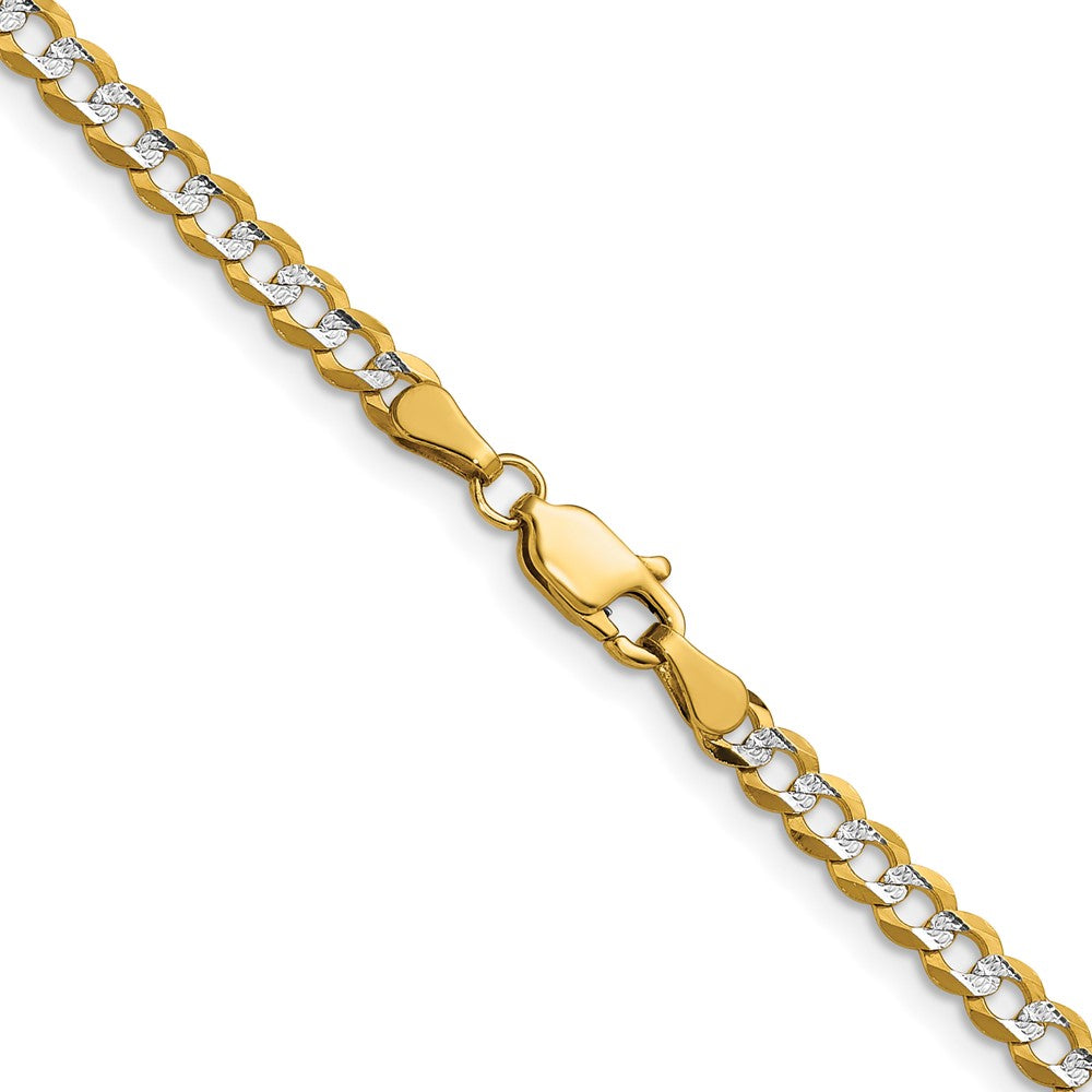 14k 3.7mm Lightweight Pav Flat Cuban Chain
