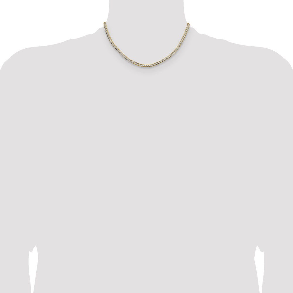 14k 3.7mm Lightweight Pav Flat Cuban Chain