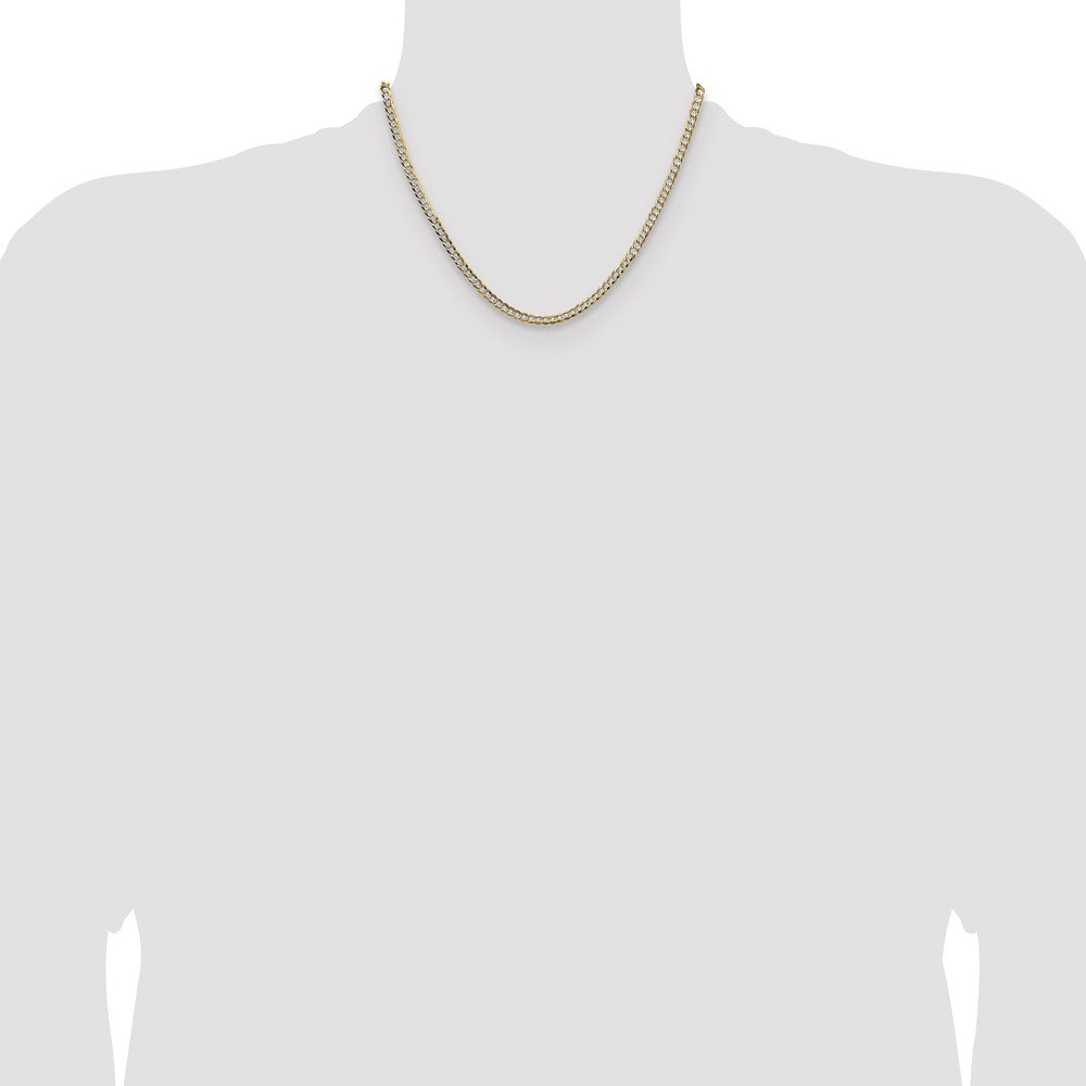 14k 3.7mm Lightweight Pav Flat Cuban Chain