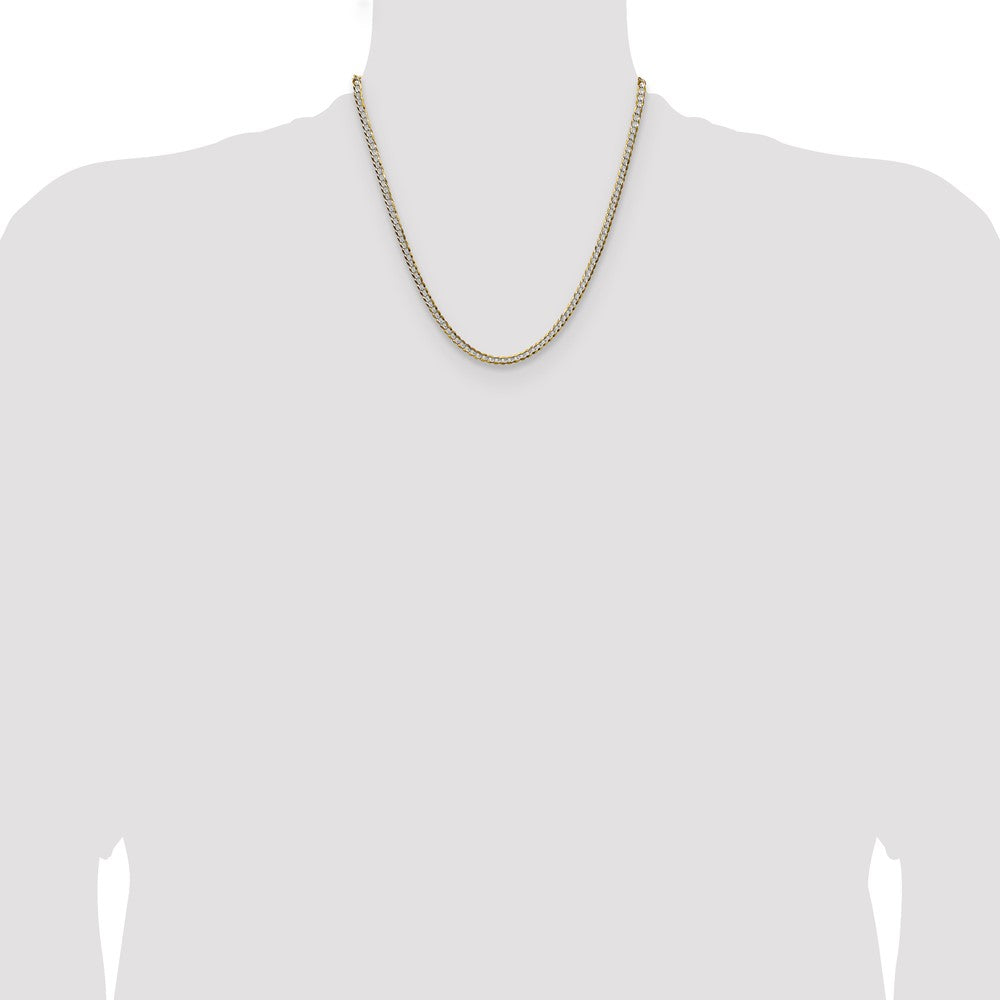 14k 3.7mm Lightweight Pav Flat Cuban Chain
