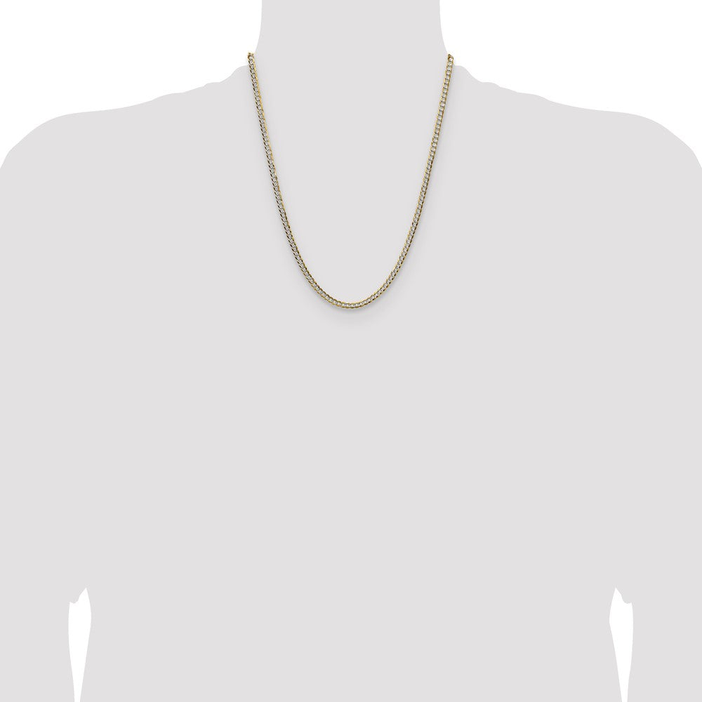 14k 3.7mm Lightweight Pav Flat Cuban Chain
