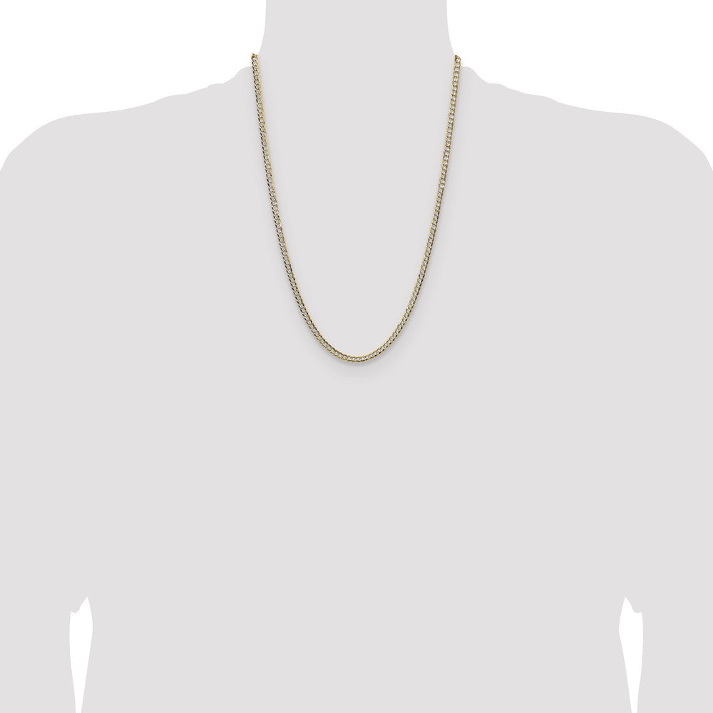 14k 3.7mm Lightweight Pav Flat Cuban Chain