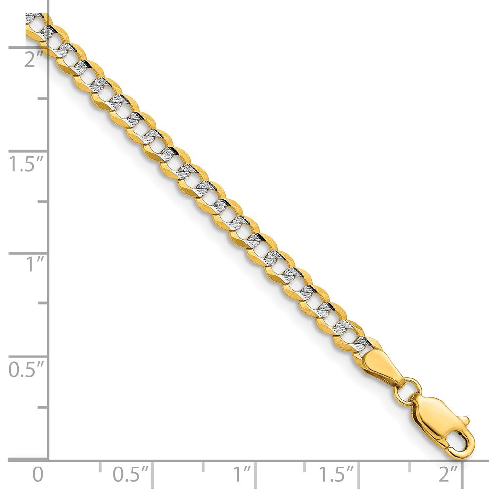 14k 3.7mm Lightweight Pav Flat Cuban Chain