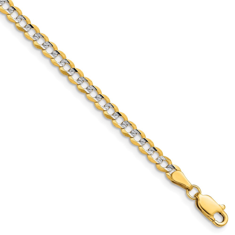 14k 3.7mm Lightweight Pav Flat Cuban Chain