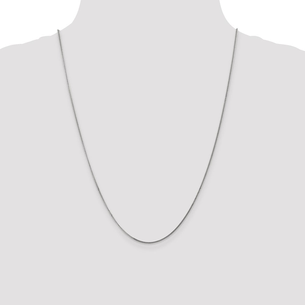 14K White Gold 24 inch 1.4mm Curb  with Spring Ring Clasp Pendant Chain