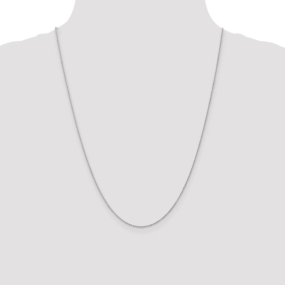 14K White Gold 24 inch .8mm Light Baby Rope with Spring Ring Clasp Chain
