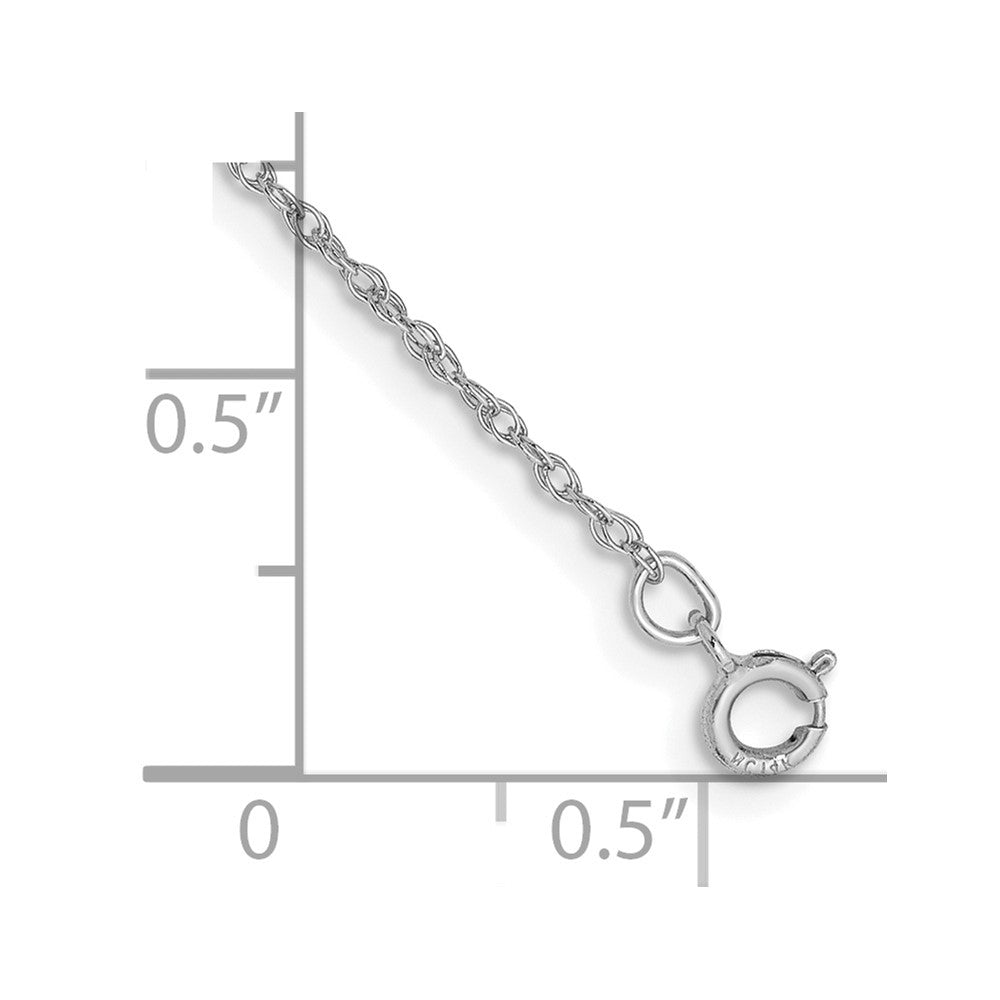 14K White Gold 9 inch .8mm Light Baby Rope with Spring Ring Clasp Anklet