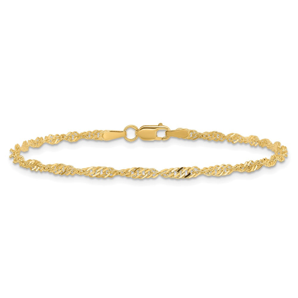 14K 8 inch 2mm Singapore with Lobster Clasp Chain