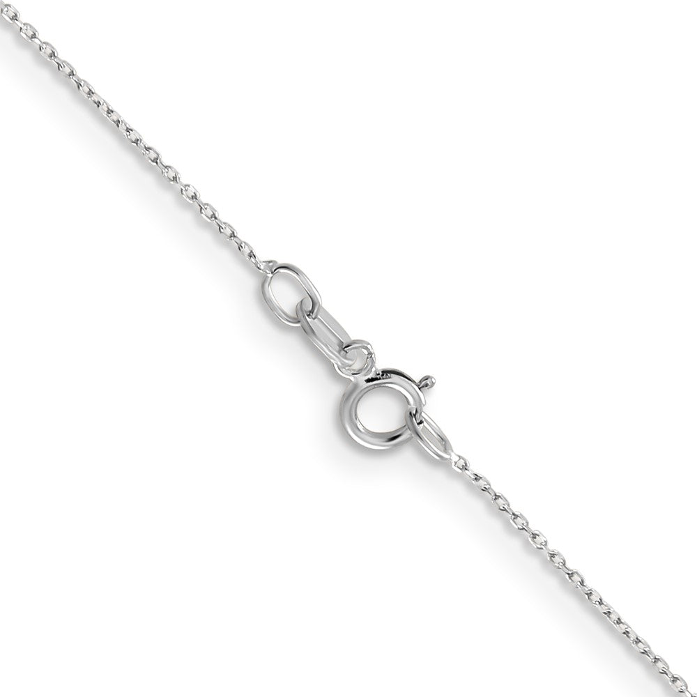 14K White Gold 14 inch .6mm Diamond-cut Round Open Link Cable with Spring Ring Clasp Chain