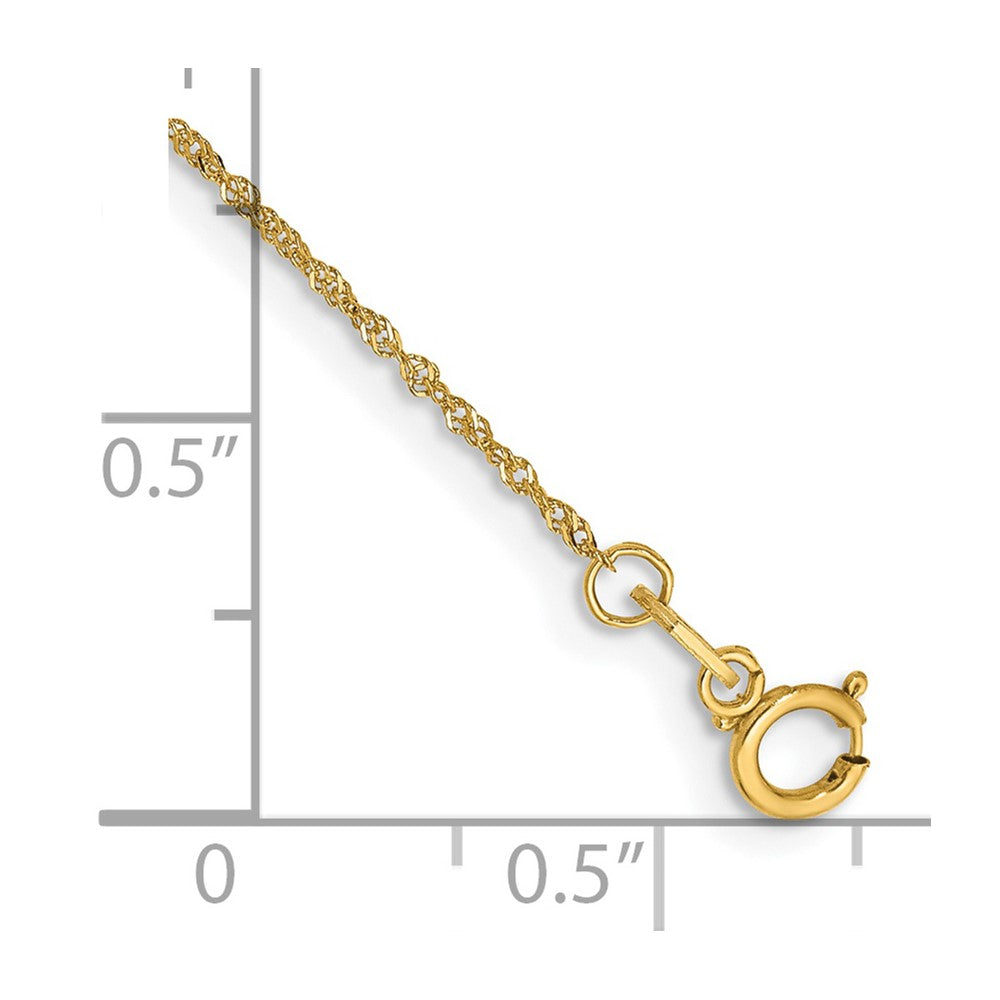 14K 9 inch 1mm Singapore with Spring Ring Clasp Anklet