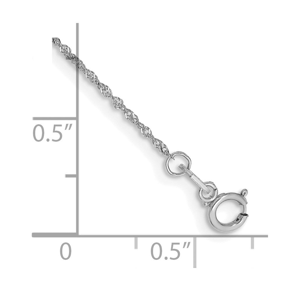 14K White Gold 9 inch 1mm Singapore with Spring Ring Clasp Anklet