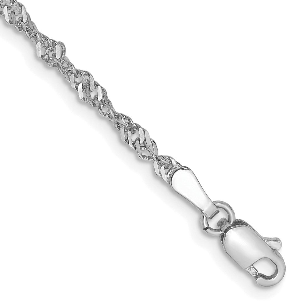 Solid;Diamond-cut;14K White gold;Lobster
