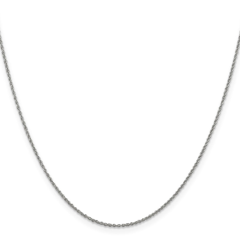 14K White Gold 22 inch 1.1mm Baby Rope with Spring Ring Clasp Chain