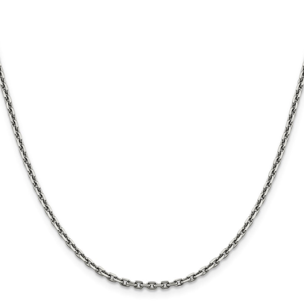 14K White Gold 24 inch 2.5mm Diamond-cut Cable with Lobster Clasp Chain