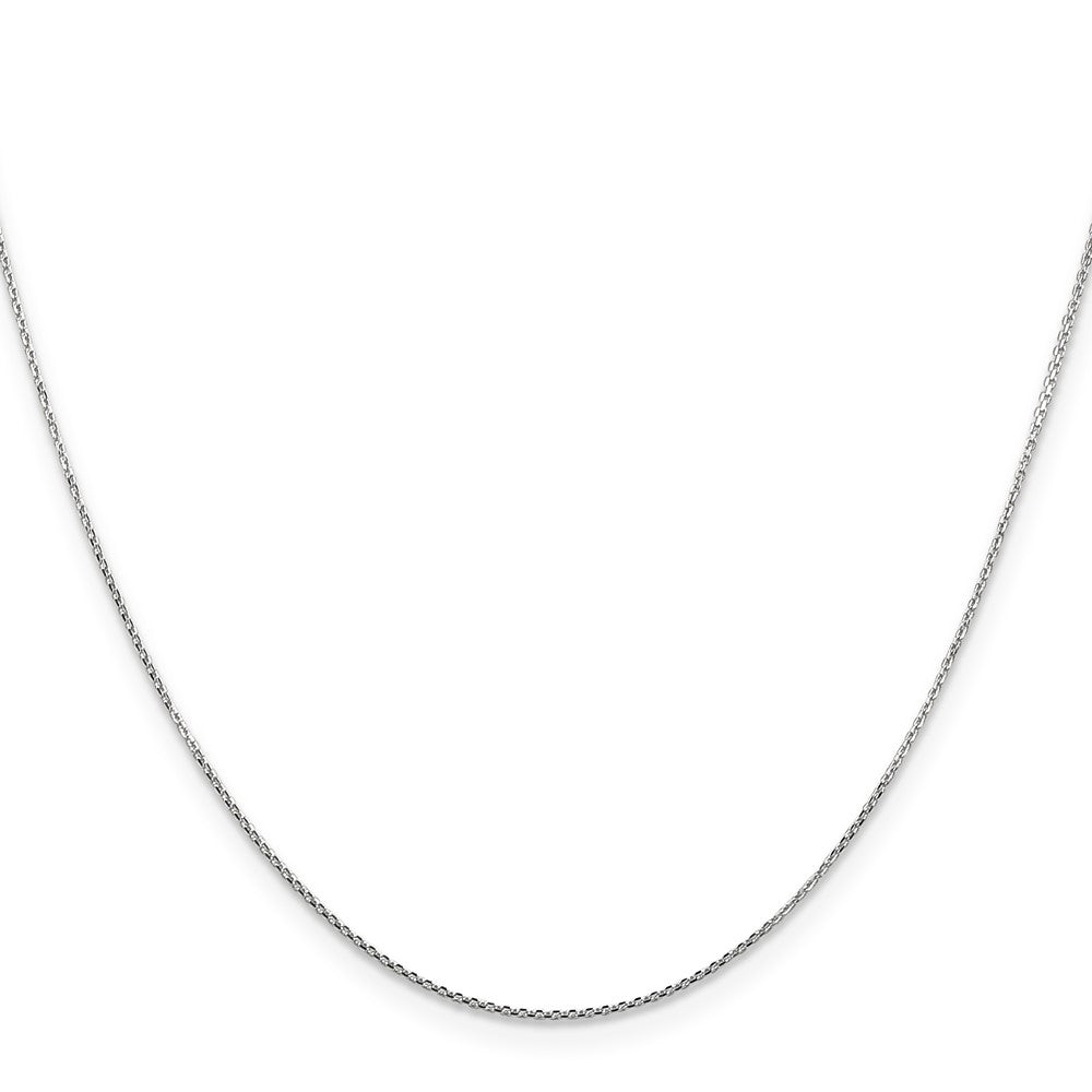 14K White Gold 22 inch .8mm Diamond-cut Round Open Link Cable with Lobster Clasp Chain