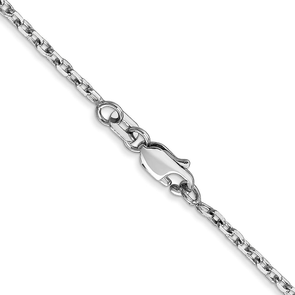 14K White Gold 30 inch 1.8mm Diamond-cut Round Open Link Cable with Lobster Clasp Chain
